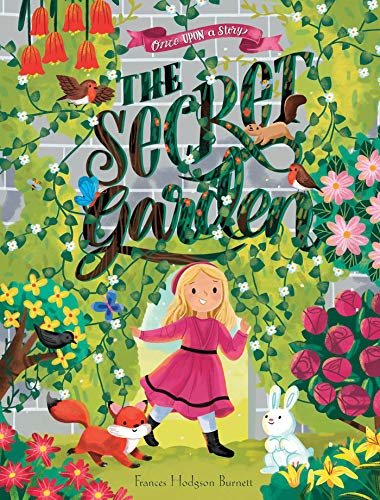 Book cover: girl in garden with animals, vines, and flowers.