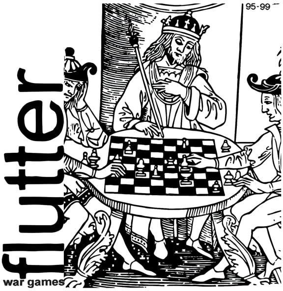 Black and white album cover depicting a king playing chess.