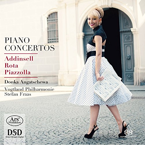 CD cover: woman in polka dot dress, piano concertos listed.