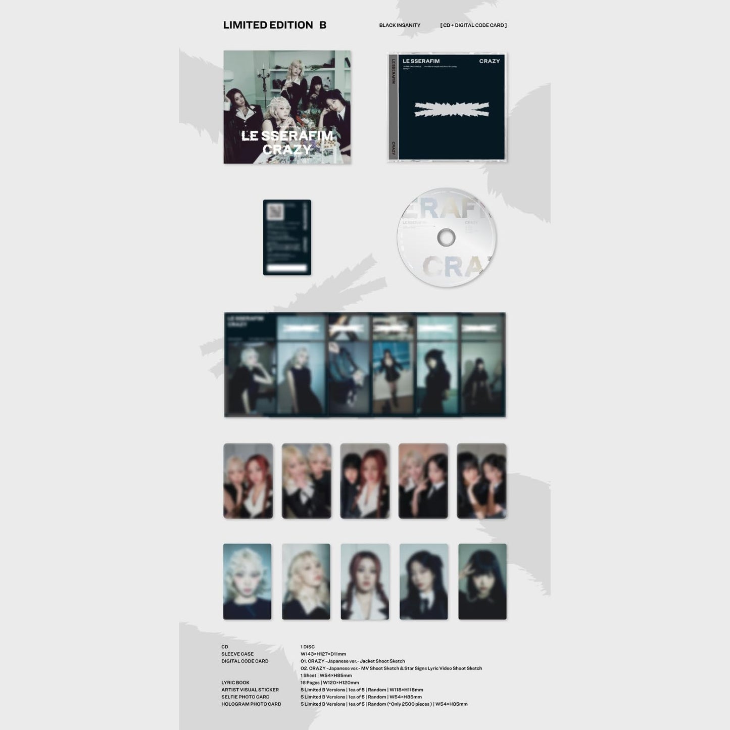 Le Sserafim "Crazy" limited edition CD with packaging and photocards.