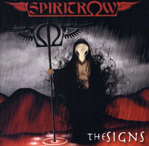 CD cover: hooded figure with plague doctor mask, stormy red background.
