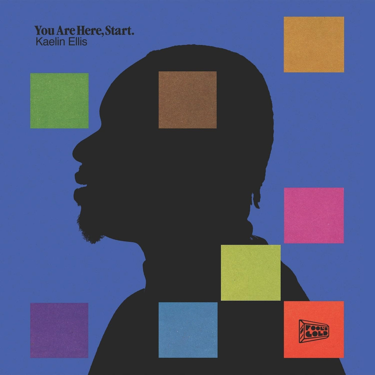 Album cover: Silhouette of a man’s profile with colorful squares.