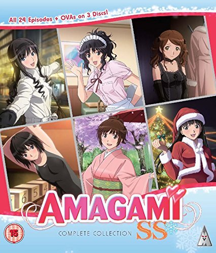 Amagami SS anime Blu-ray cover featuring a collage of female characters in various outfits.