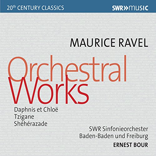 CD cover for Maurice Ravel’s Orchestral Works, featuring text and logos.
