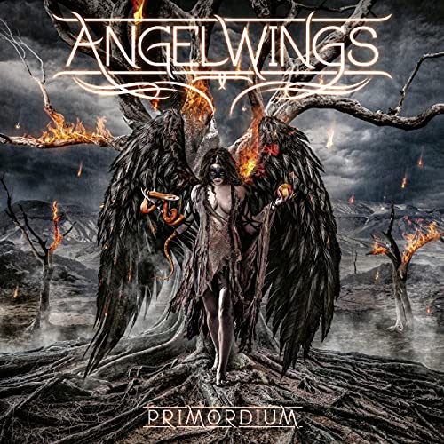 CD cover: Angelwings - Primordium, featuring a figure with large, dark wings.