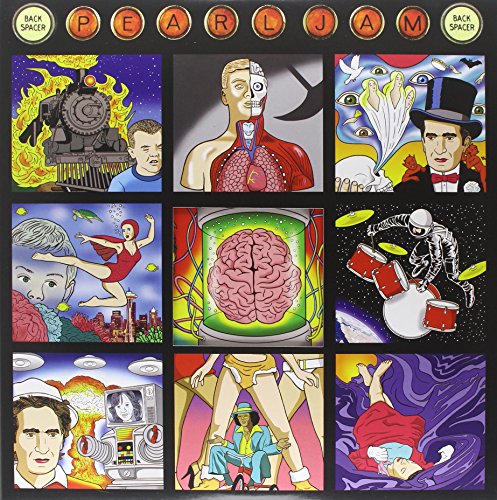 Pearl Jam’s “Backspacer” album cover: nine surreal, colorful illustrated panels.