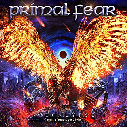 CD cover for Primal Fear’s “Apocalypse” featuring a fiery winged creature.