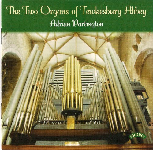 CD cover featuring a large pipe organ inside Tewkesbury Abbey.