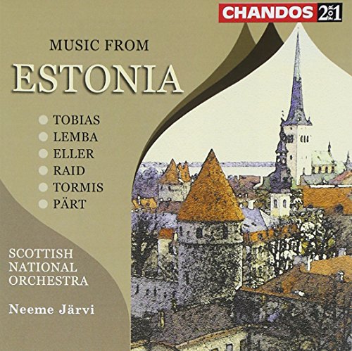 CD cover for Estonian music featuring a painted cityscape and text.