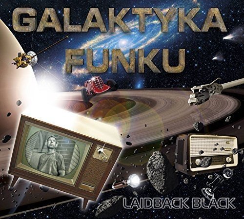 CD cover: space scene with vintage TVs, a car, and asteroids.