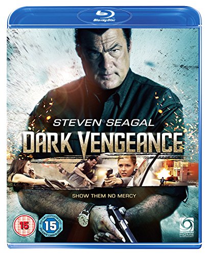 Blu-ray cover for "Dark Vengeance" featuring Steven Seagal and action scenes.