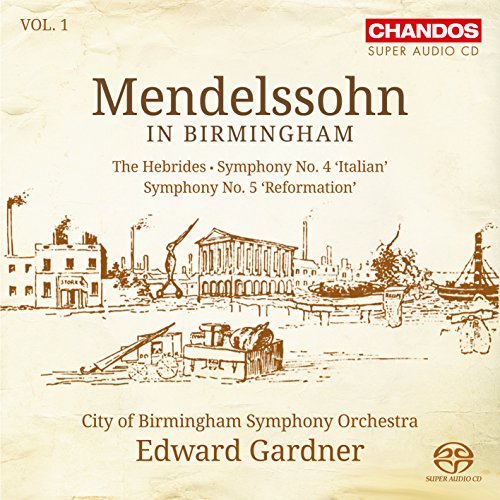 CD cover for Mendelssohn in Birmingham, featuring an industrial cityscape.