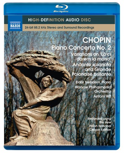 Blu-ray case for Chopin’s Piano Concerto No. 2 with statue artwork.