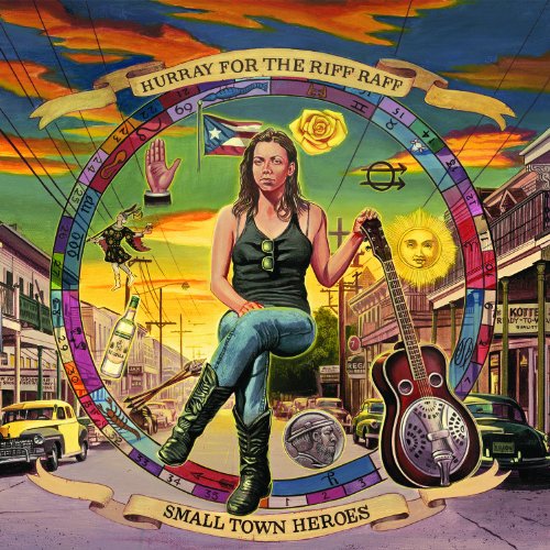 Album cover for Hurray For The Riff Raff’s “Small Town Heroes” with a woman and guitar.