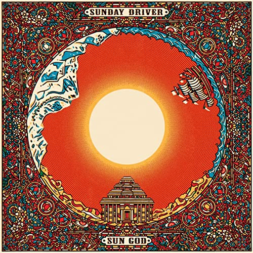 Album cover: ornate sun and moon design with a pyramid below.