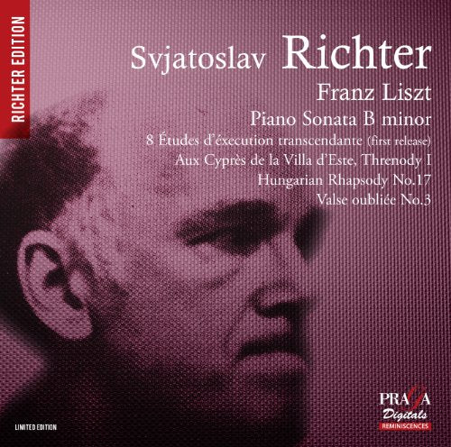 CD cover featuring a portrait of pianist Sviatoslav Richter in shades of purple.