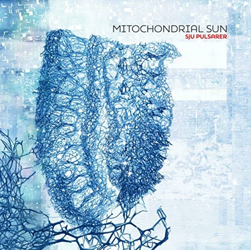 CD cover for Mitochondrial Sun’s “Sju Pulsarer” with blue, abstract artwork.