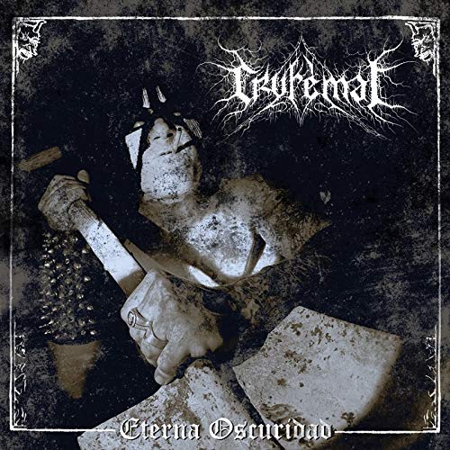 Dark album cover featuring a figure with a spiked mace, titled "Eterna Oscuridad.
