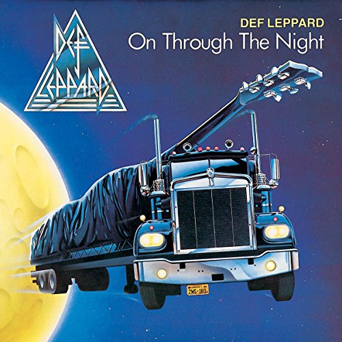 Def Leppard album cover: truck, guitar, moon, and band logo in blue tones.