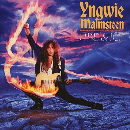Yngwie Malmsteen album cover: guitarist with flames, icy mountains backdrop.