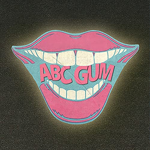 Stylized lips with teeth displaying the text "ABC GUM" in red.