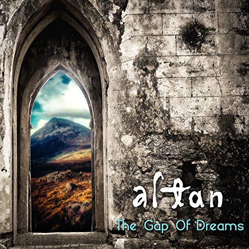 A stone archway frames a mountain landscape with text reading Altan The Gap Of Dreams.