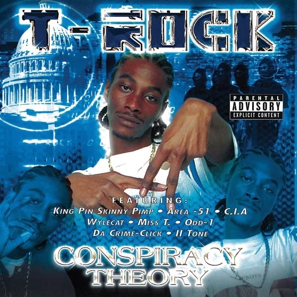 Album cover featuring T-Rock with a blue background, US Capitol building, and text overlay.