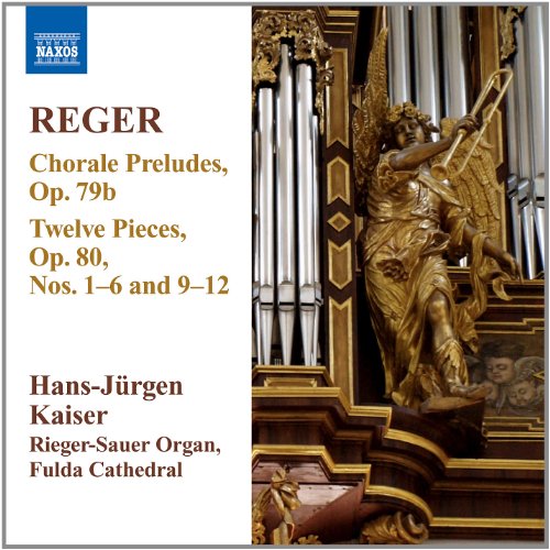 CD cover for Reger’s choral preludes featuring a gilded organ sculpture.