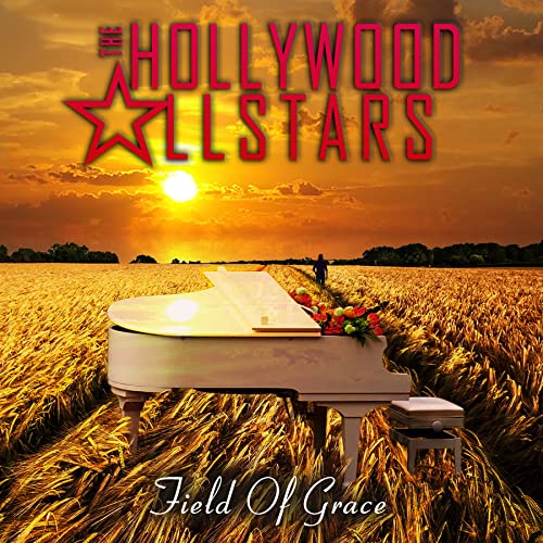 CD cover: piano in a golden wheat field at sunset.