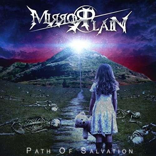 CD cover: girl with teddy bear facing a glowing hill and skeletons.