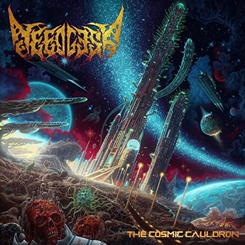 CD cover: sci-fi landscape with spaceships, skull, and alien plants.