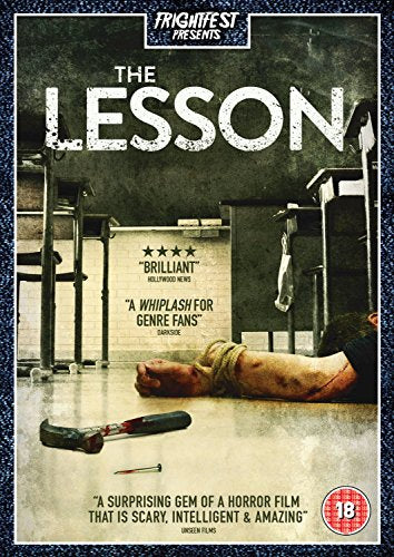 DVD cover for The Lesson showing a bound person on a classroom floor.