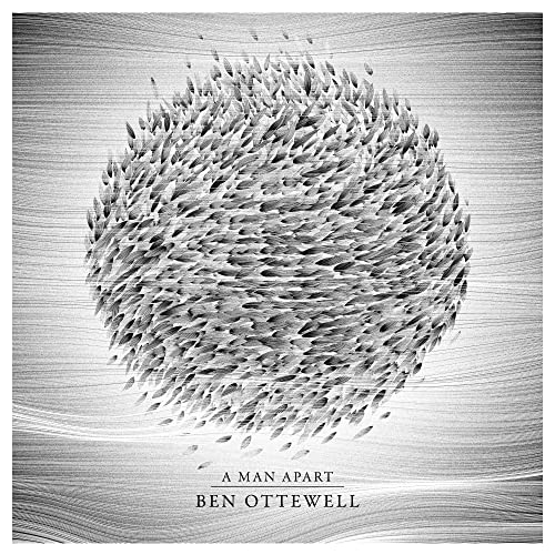 Black and white album cover with a swirling, textured sphere and text.
