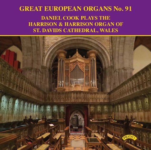 CD cover featuring a large pipe organ inside St. Davids Cathedral, Wales.