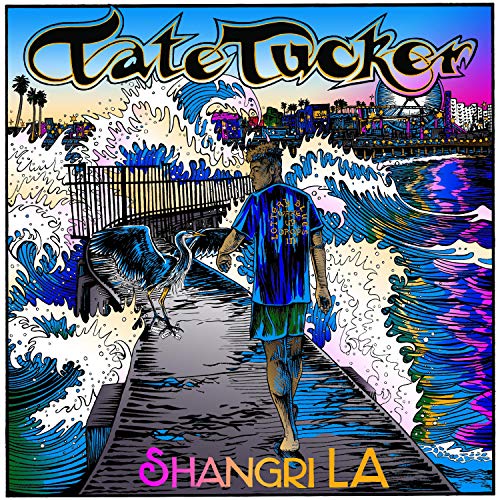 Album cover for Tate Tucker’s “Shangri La” featuring a pier and figures.