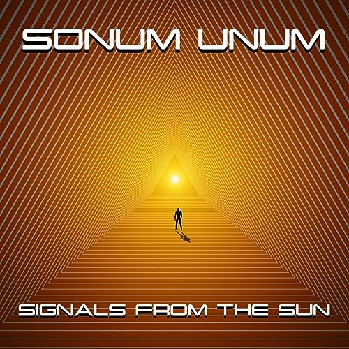 Album cover: geometric orange and white design with a silhouetted figure.