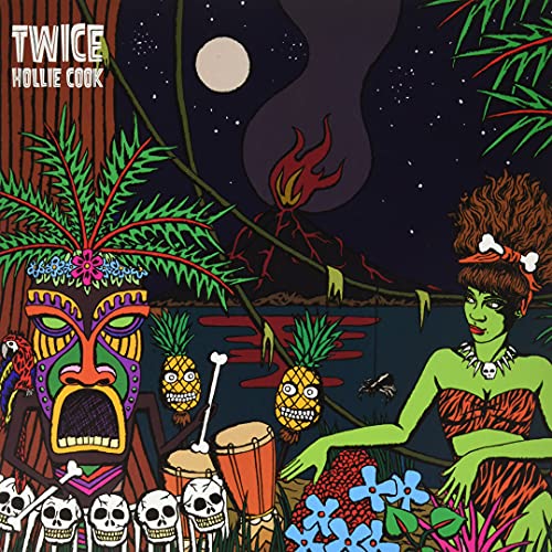 Album cover for Hollie Cook’s “Twice” with tropical illustration and figures.