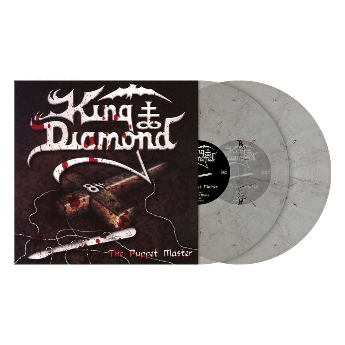 King Diamond "The Puppet Master" vinyl record with cover art and two discs.