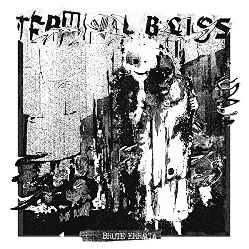 Black and white vinyl record cover with abstract, distorted figures.