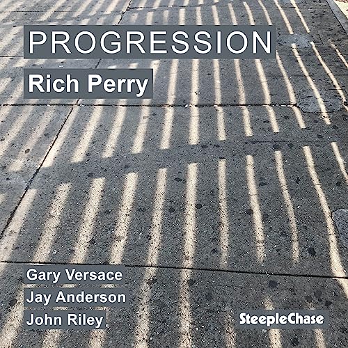 CD cover for Rich Perry’s “Progression” with striped shadow pattern.