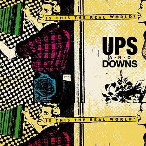 Vinyl record cover with collage-style graphics and bold text: "UPS AND DOWNS".