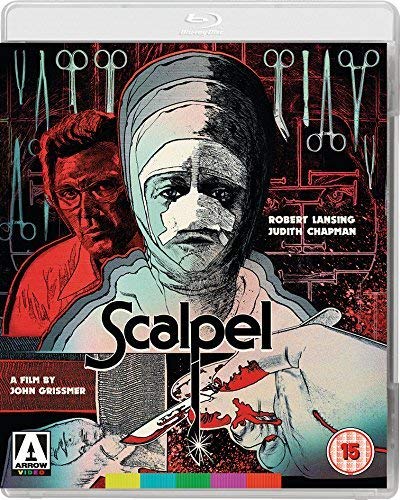Scalpel" Blu-ray cover: illustrated image of a bandaged face and surgical tools.