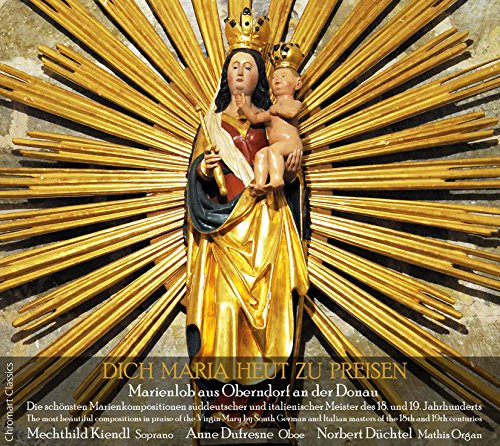 Golden statue of Mary and baby Jesus, CD cover art.