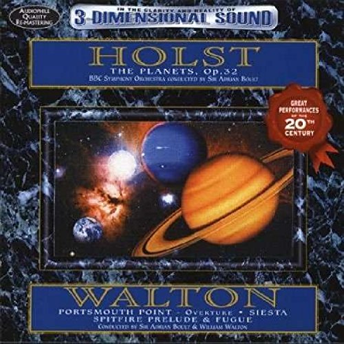 CD cover for Holst’s “The Planets” and Walton’s “Spitfire,” featuring planets.