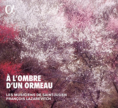 CD cover with blossoming branches against a blurred, colorful background.