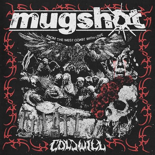 Black and white album cover with skulls, roses, and distressed typography.