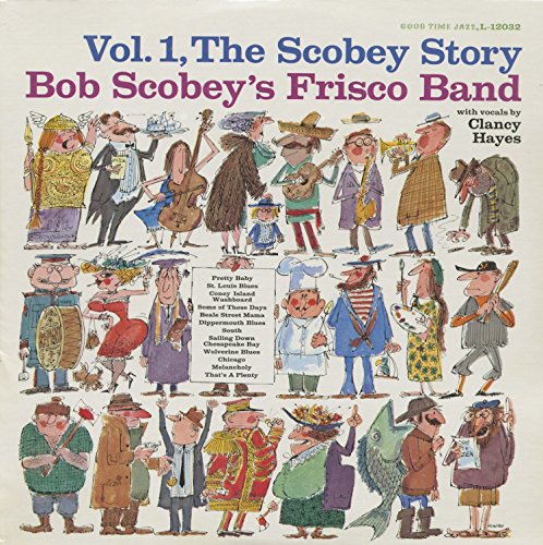 Album cover for "The Scobey Story Vol. 1" featuring cartoon musicians.