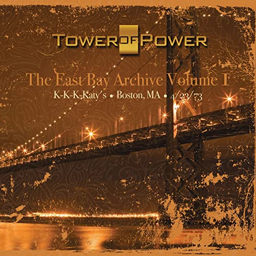 Tower of Power CD cover with a bridge and golden text.