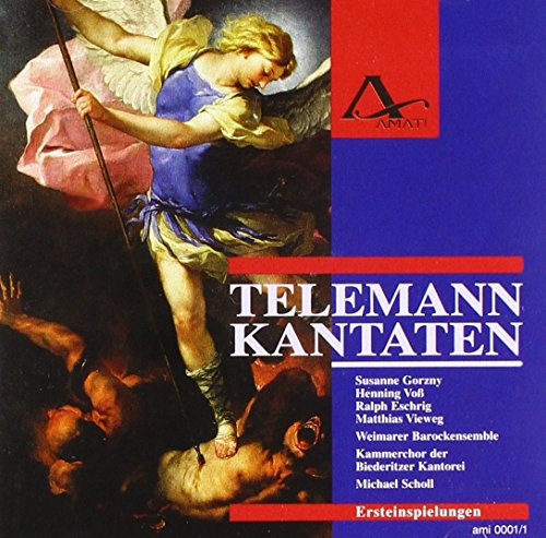 CD cover: angel standing over figures, text "Telemann Kantaten", artist names.