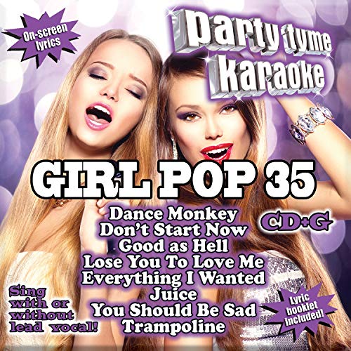 CD cover for "Party Tyme Karaoke: Girl Pop 35" featuring two young women.